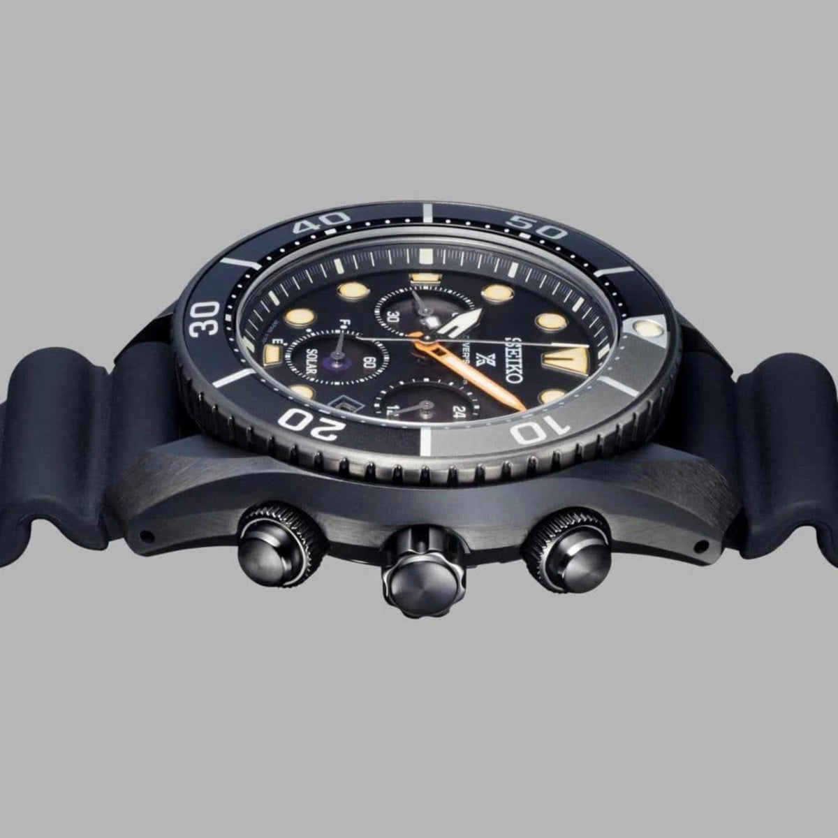 Seiko Prospex SSC761J1 side view showing black case and crown buttons