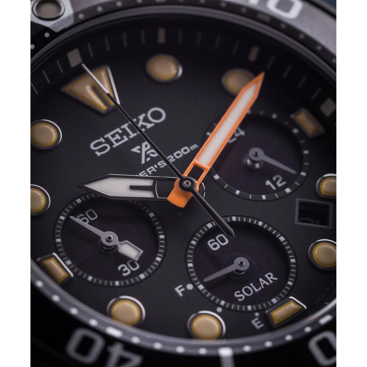 Seiko Prospex SSC761J1 solar chronograph black dial close up