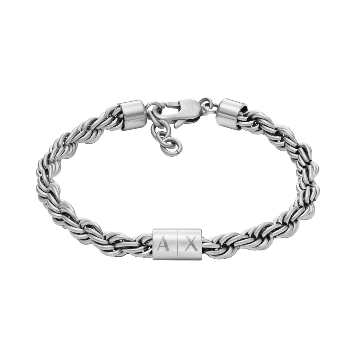 Men's stainless steel chain bracelet with toggle clasp and AXG logo charm
