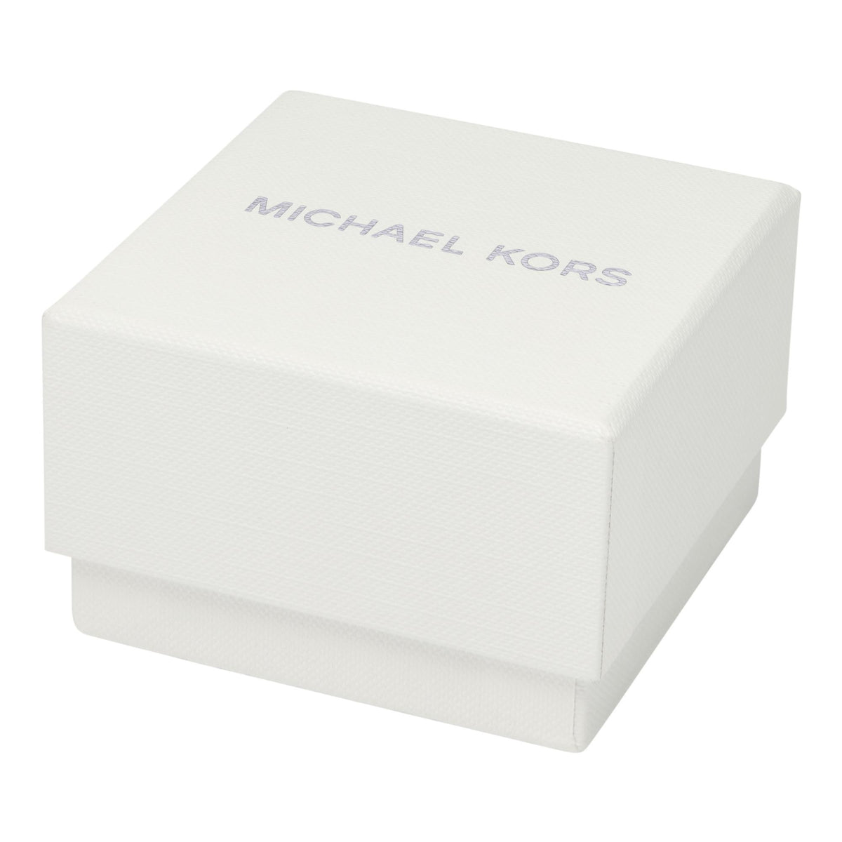 Michael Kors watch gift box with logo on white hinged lid
