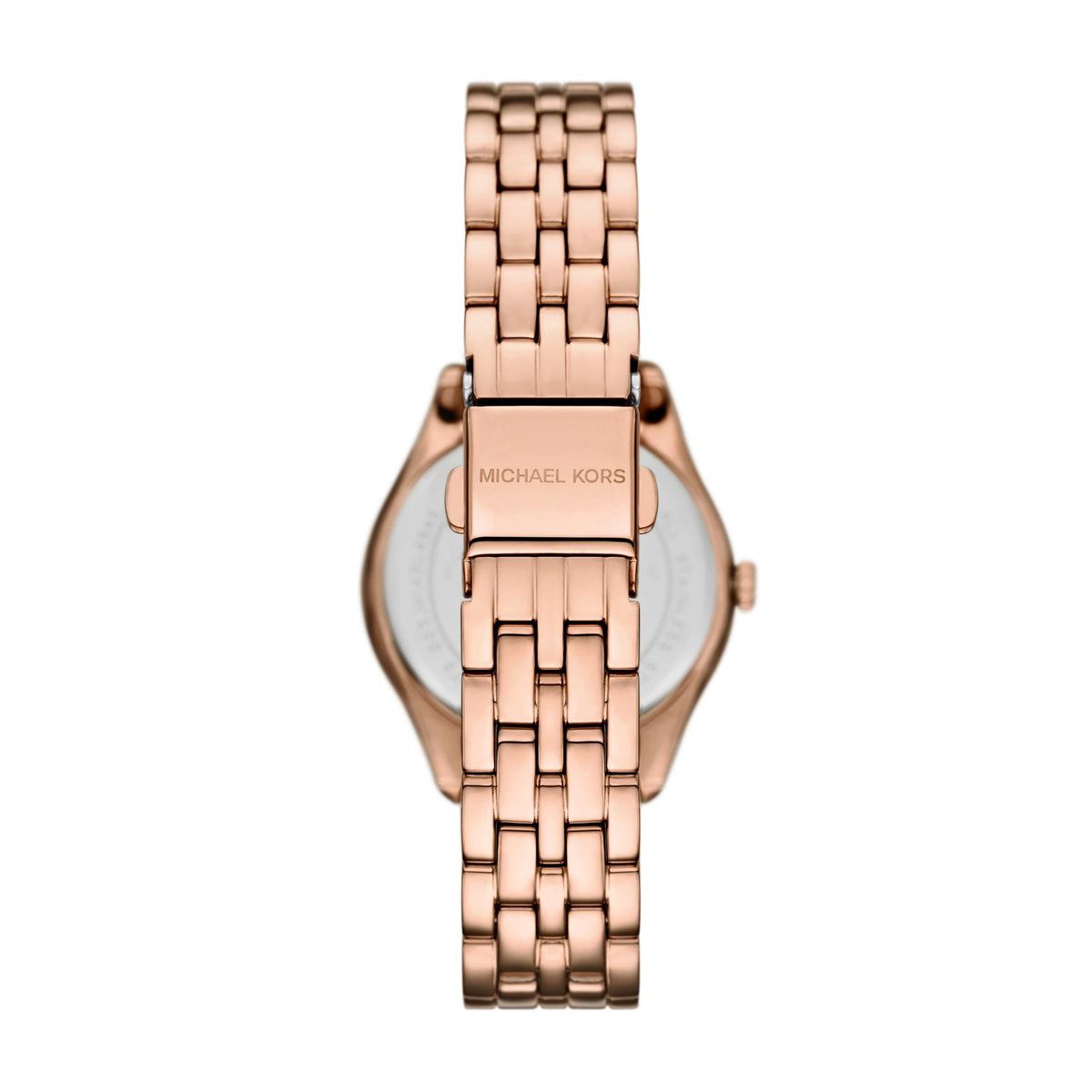Michael Kors rose gold-tone quartz watch with mother-of-pearl dial and metal bracelet