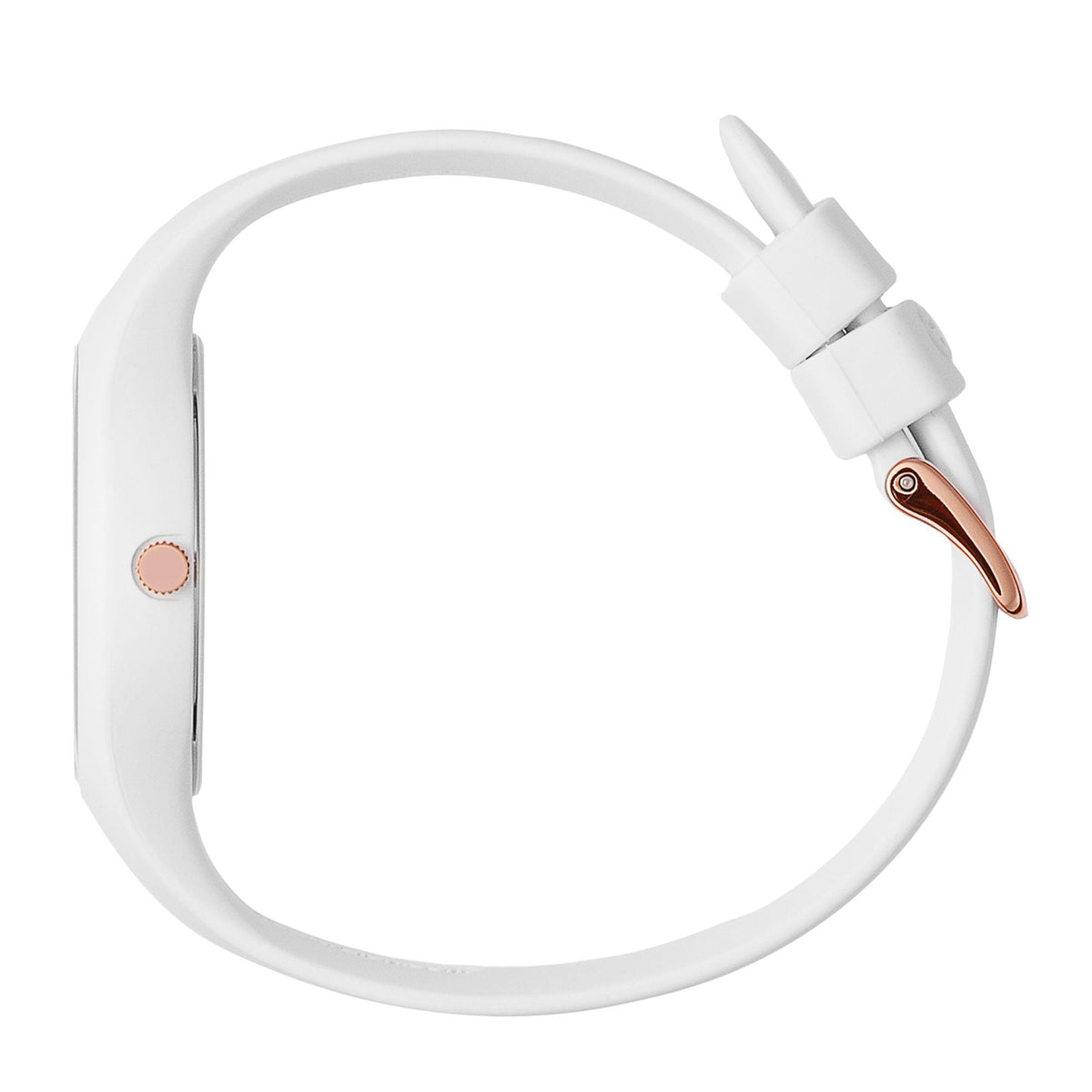 ICE Watch white silicone strap with adjustable buckle and rose-gold case loop
