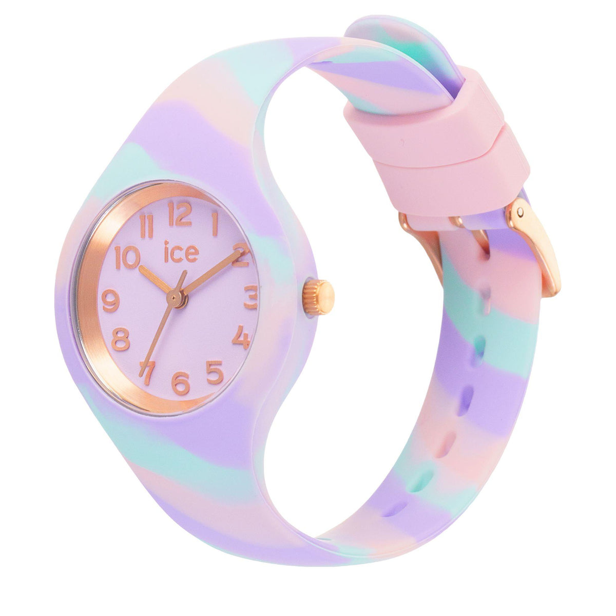 ICE Watch tie-dye dial silicone strap watch, crown detail and pink iridescent band