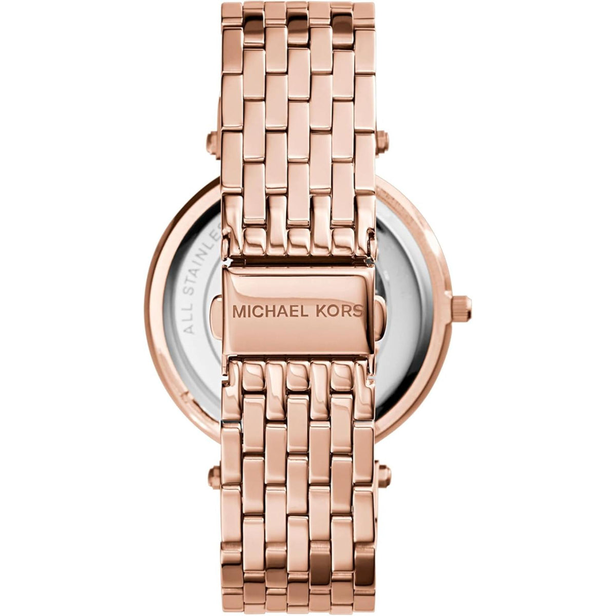 Michael Kors women’s watch with rose-gold dial and steel link bracelet