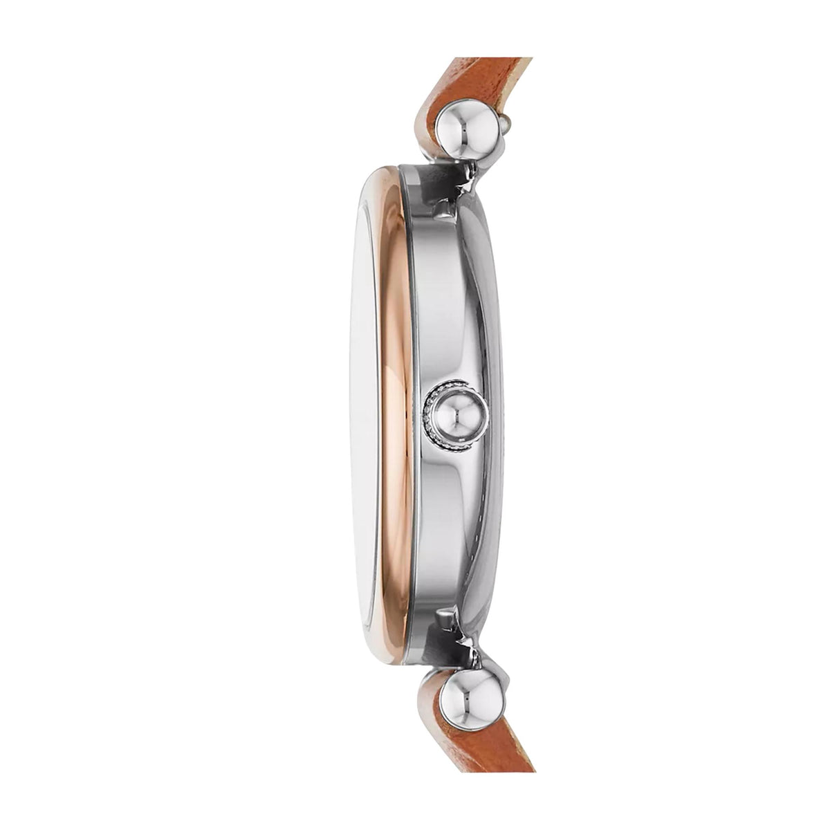Fossil Carlie Mini ES4701 side profile view showing case edge and winding crown