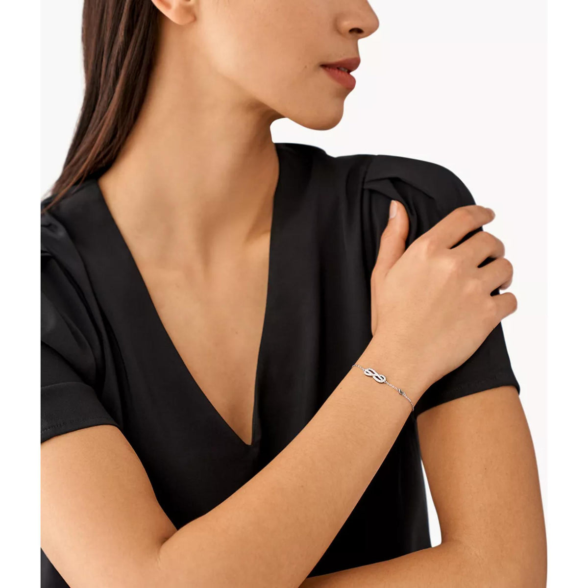 Emporio Armani sterling silver bracelet with polished accents on wrist