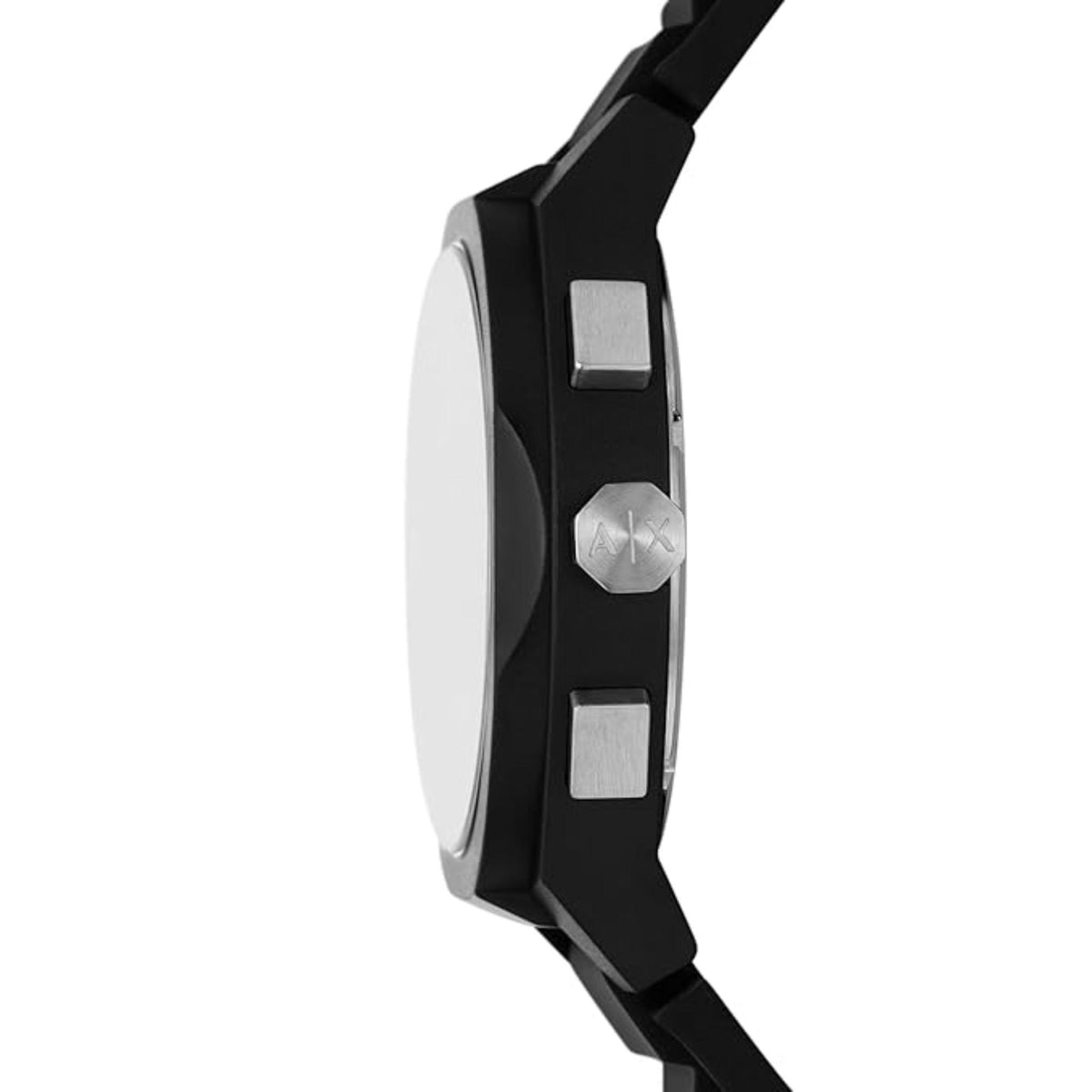 Armani Exchange Rafael AX4161 side profile view highlighting case construction, crown, and pushers
