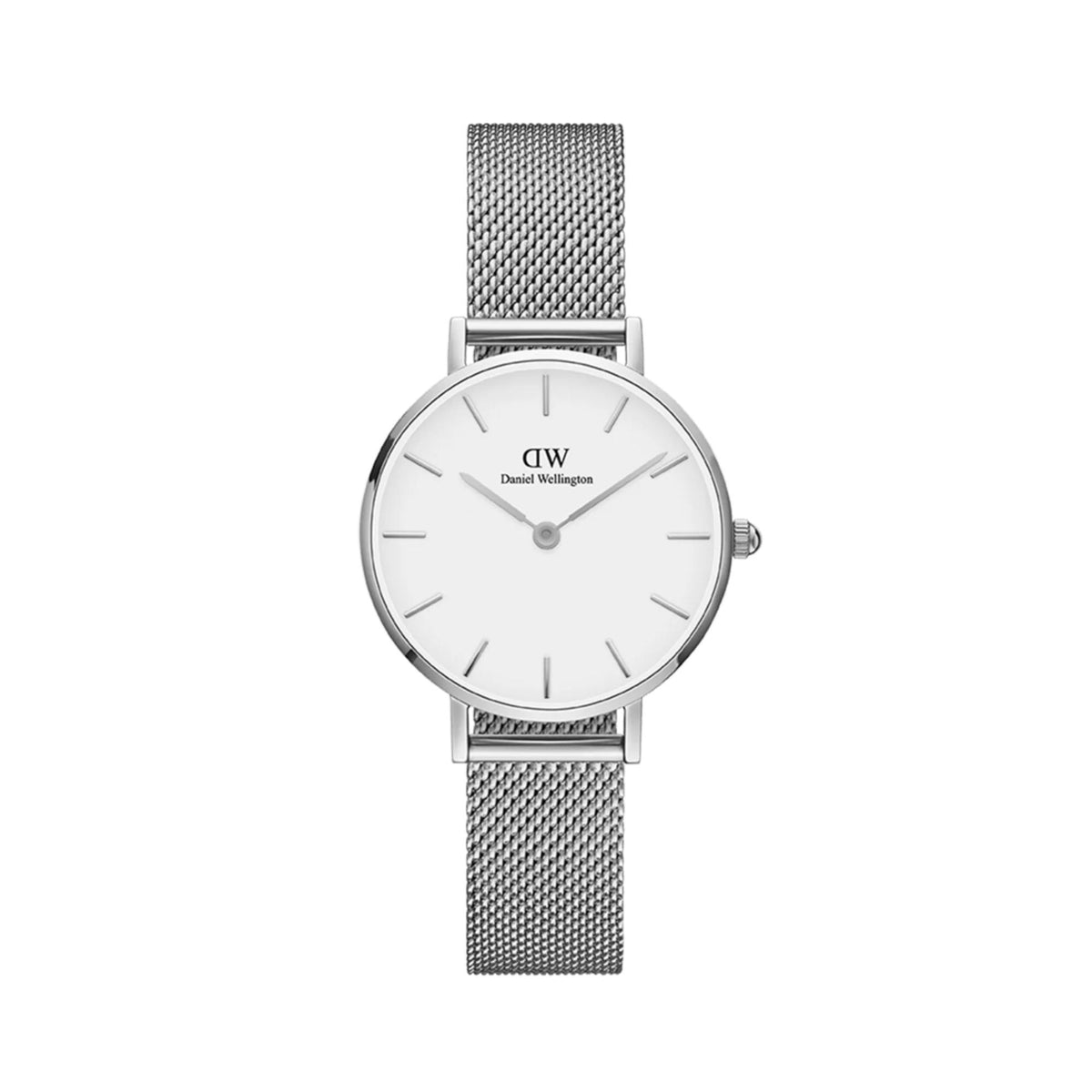 Daniel Wellington Petite DW00100220 stainless steel mesh strap and eggshell white dial