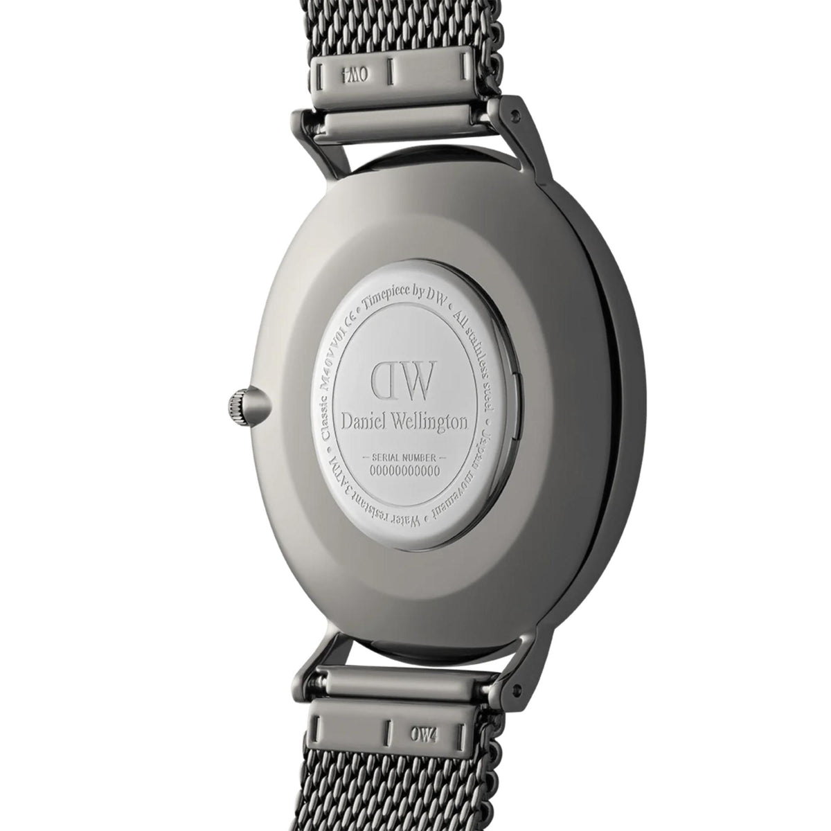 Daniel Wellington steel quartz watch back with mesh bracelet and silver-tone case