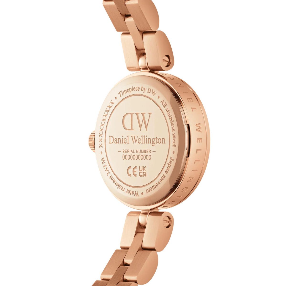 Daniel Wellington Elan DW00100717 stainless steel case back and link bracelet detail