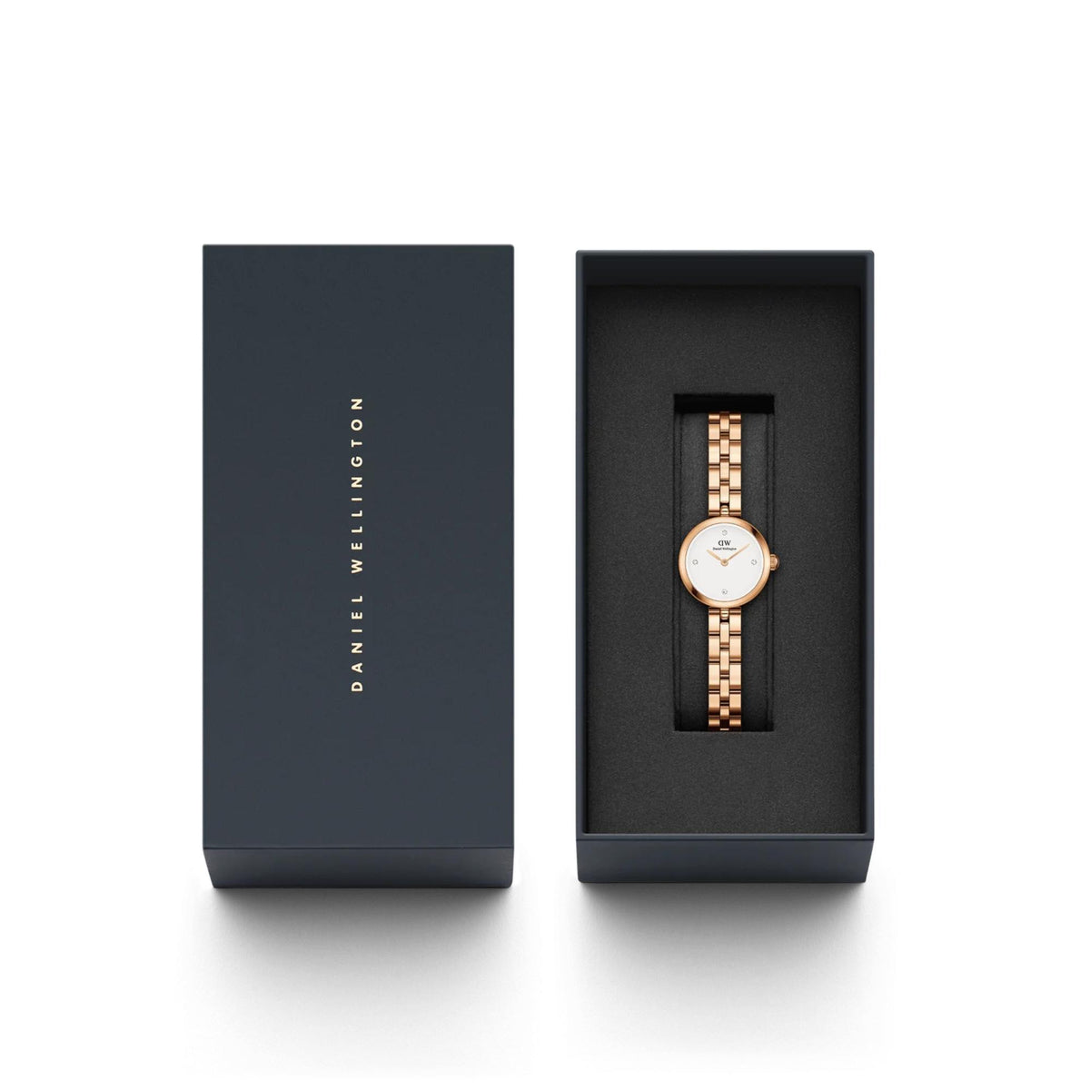 Daniel Wellington Elan DW00100717 watch inside its official navy blue presentation box