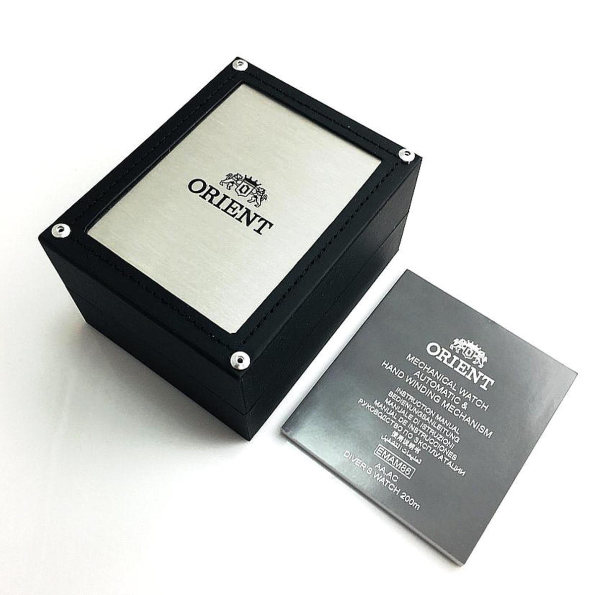 Orient watch gift box with instruction card