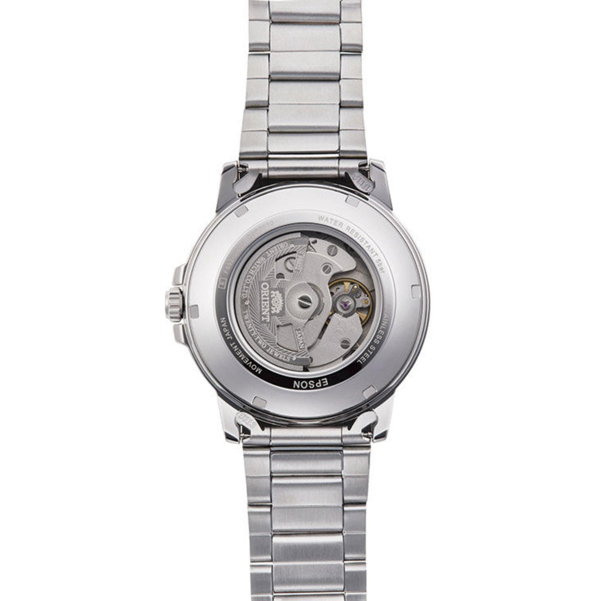 Orient RA-AA0C03S39B see through steel caseback revealing movement