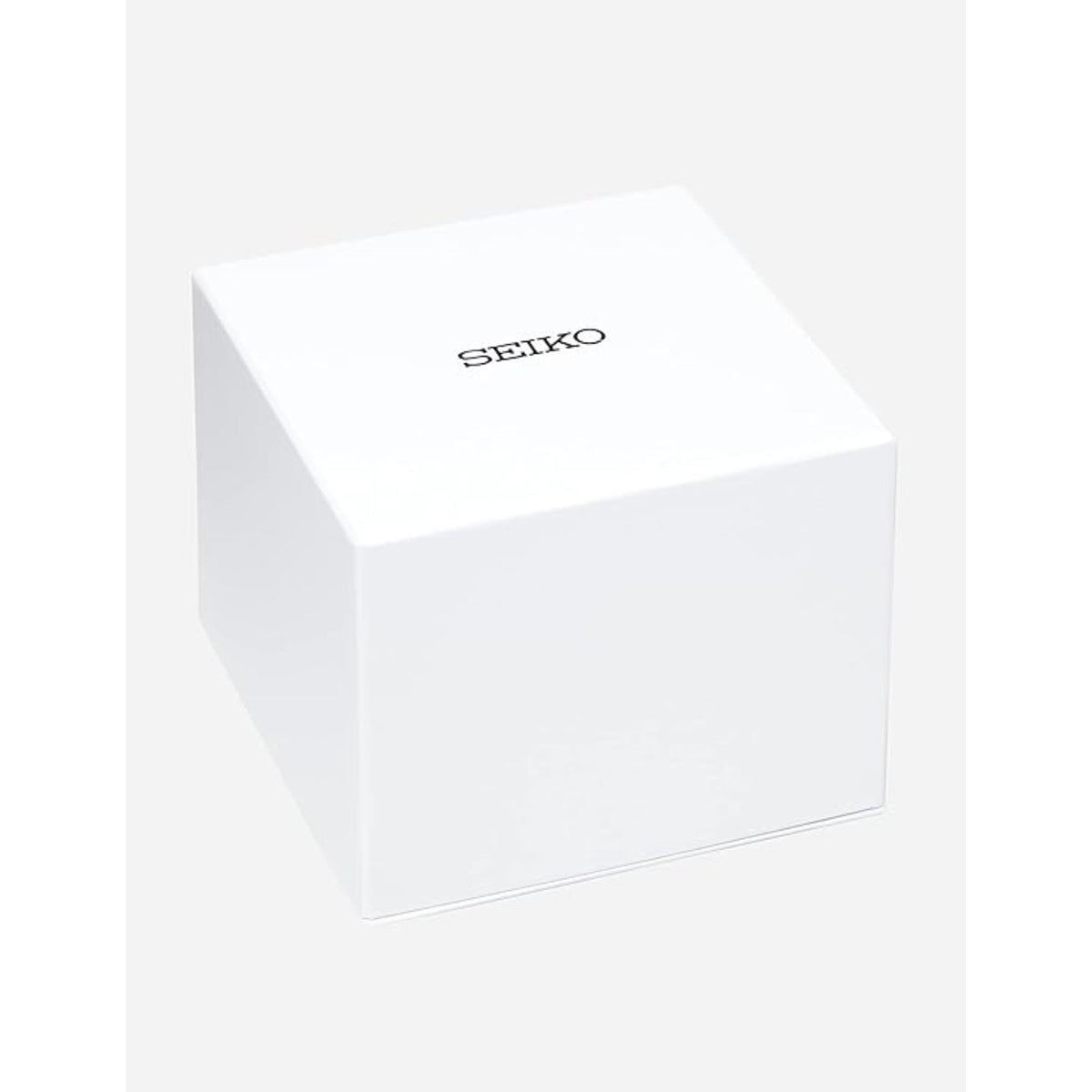 White watch presentation box with SEIKO logo on top