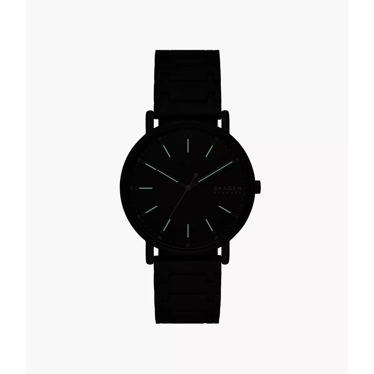 Skagen Signatur 40mm men's quartz watch with black dial and black fabric strap