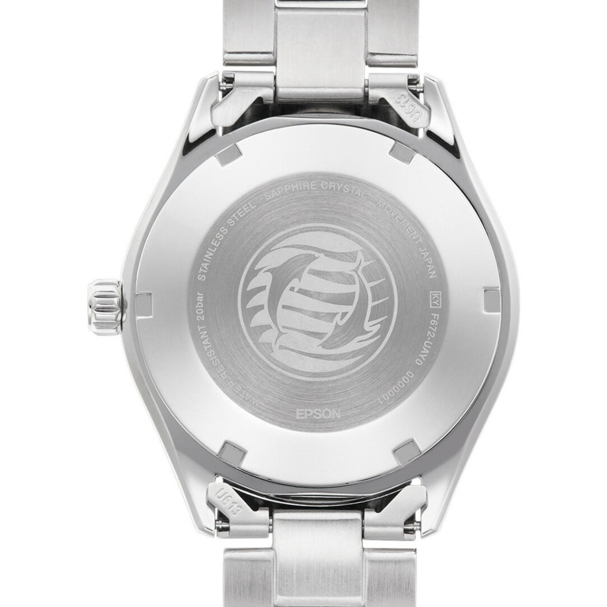 Solid stainless steel engraved case back of Orient Mako 40mm RA-AC0Q01B30B mens watch