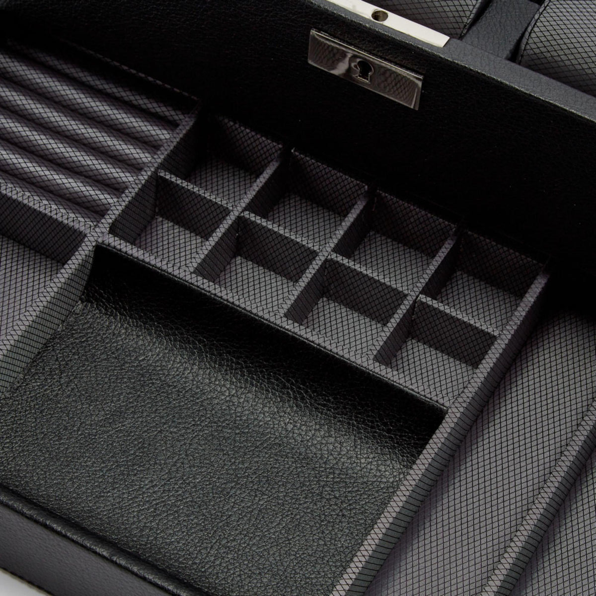 WOLF Viceroy watch box compartment interior with textured grid dividers