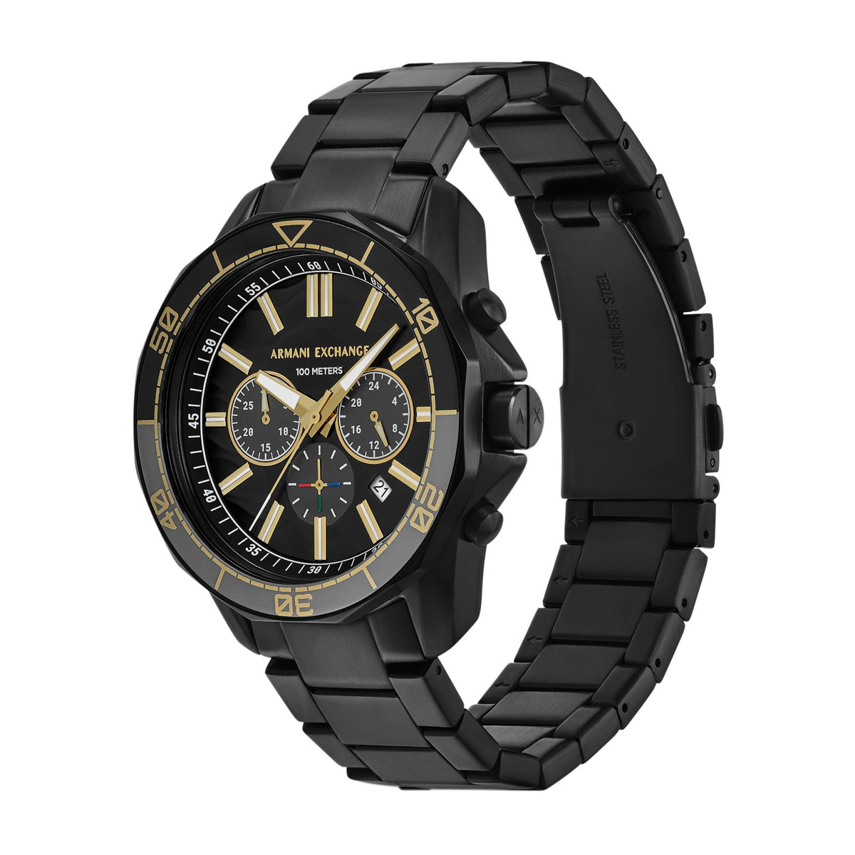 Armani Exchange Spencer AX1963 black stainless steel bracelet side view