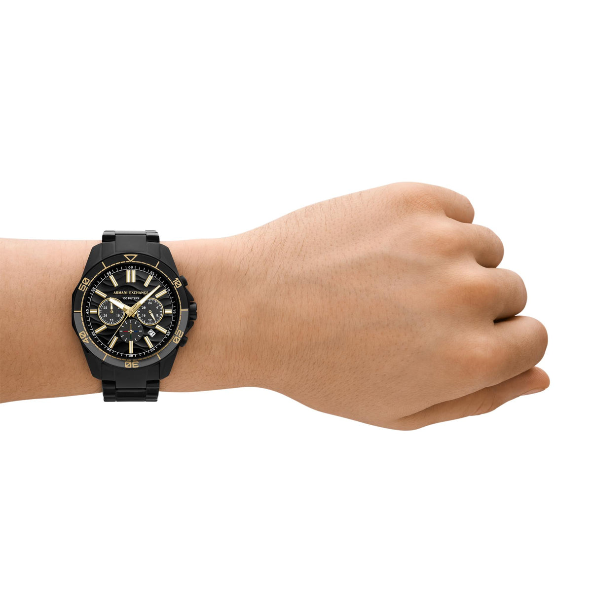 Armani Exchange Spencer AX1963 black dial front view on wrist