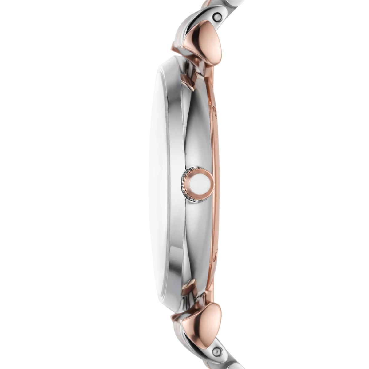 Emporio Armani Gianni T-Bar AR11537 side profile showing smooth bezel edge and crown