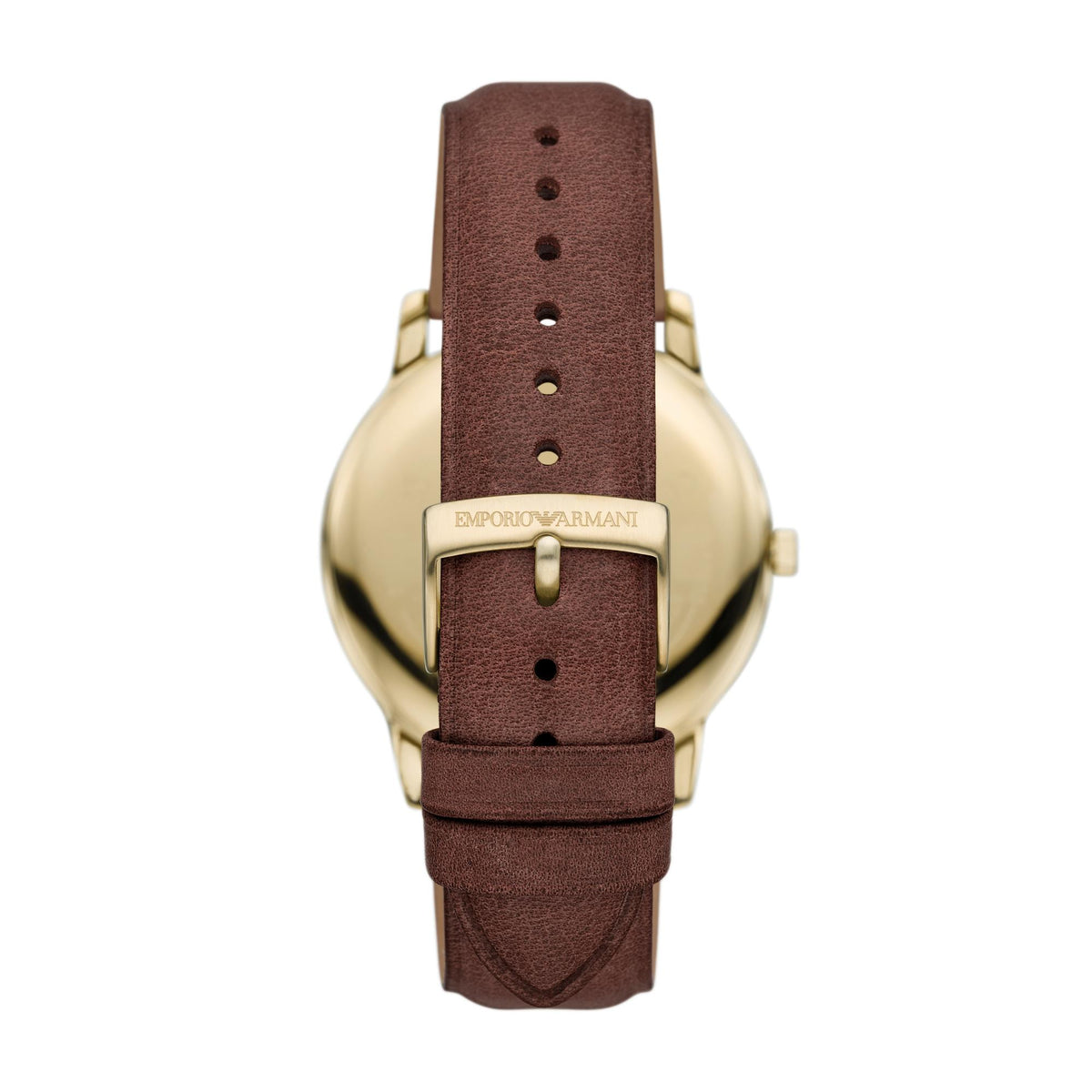 Emporio Armani Minimalist AR11610 back view highlighting pin buckle strap closure