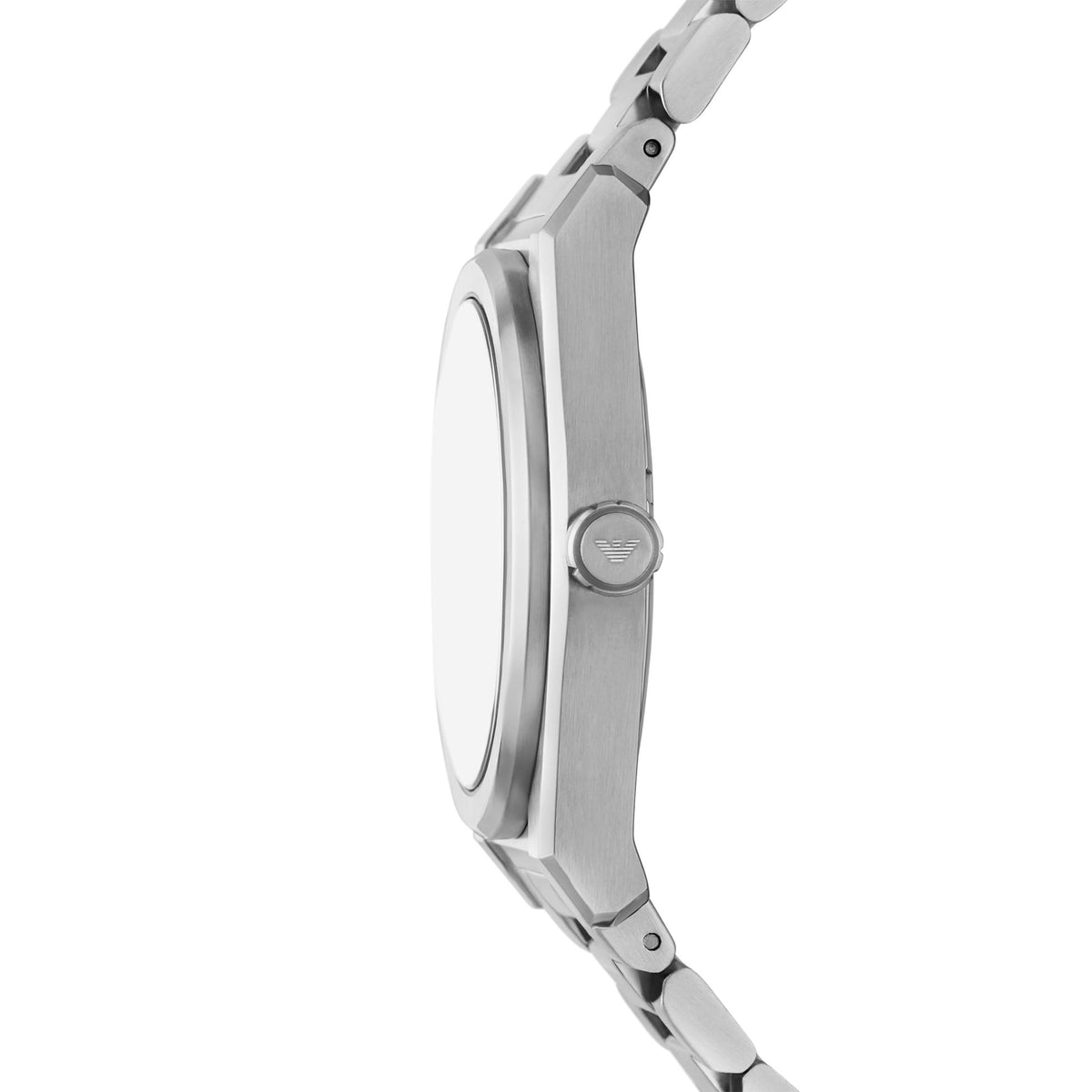 Emporio Armani men's steel quartz watch case and crown, silver-toned