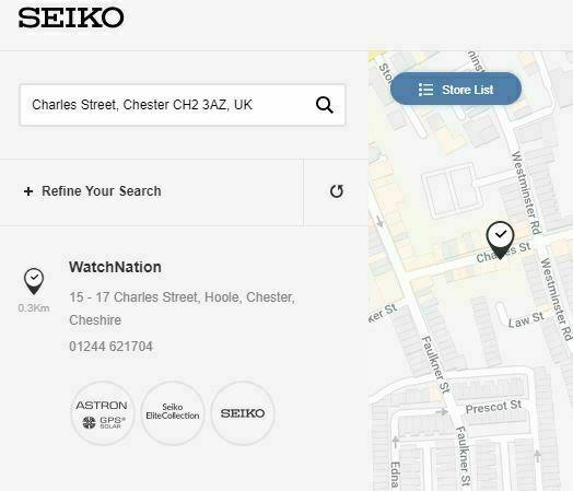 Seiko diver watch listing map screenshot