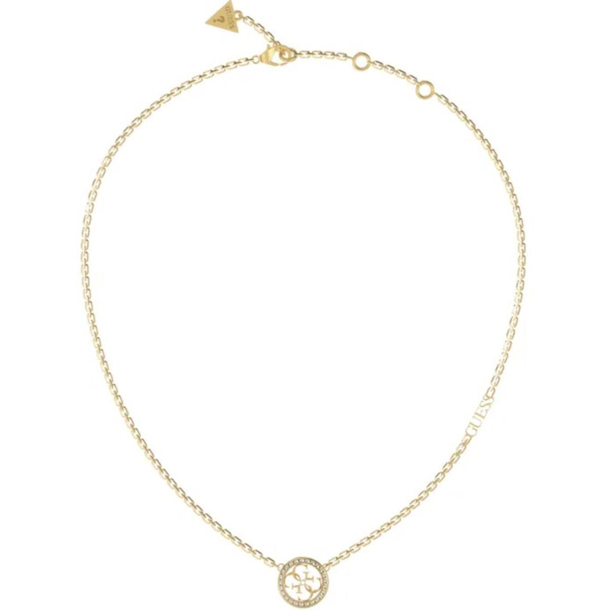 Guess Life 4G pendant necklace in yellow gold-tone with round logo charm at center