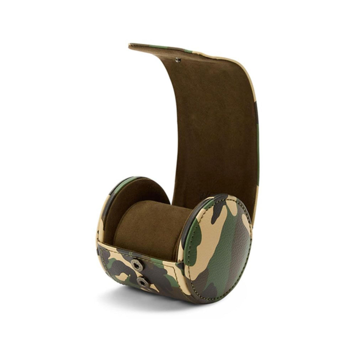 WOLF watch roll with open interior cradle and camo exterior panel