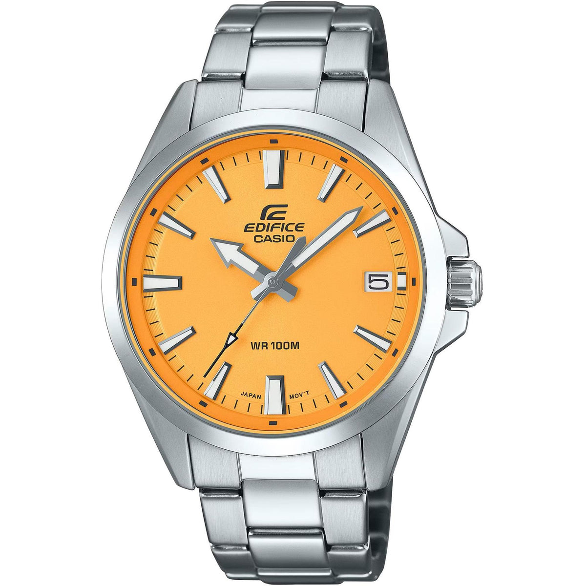 Casio Edifice Quartz Orange Dial Steel Strap Watch FV-100D-9AVUEF