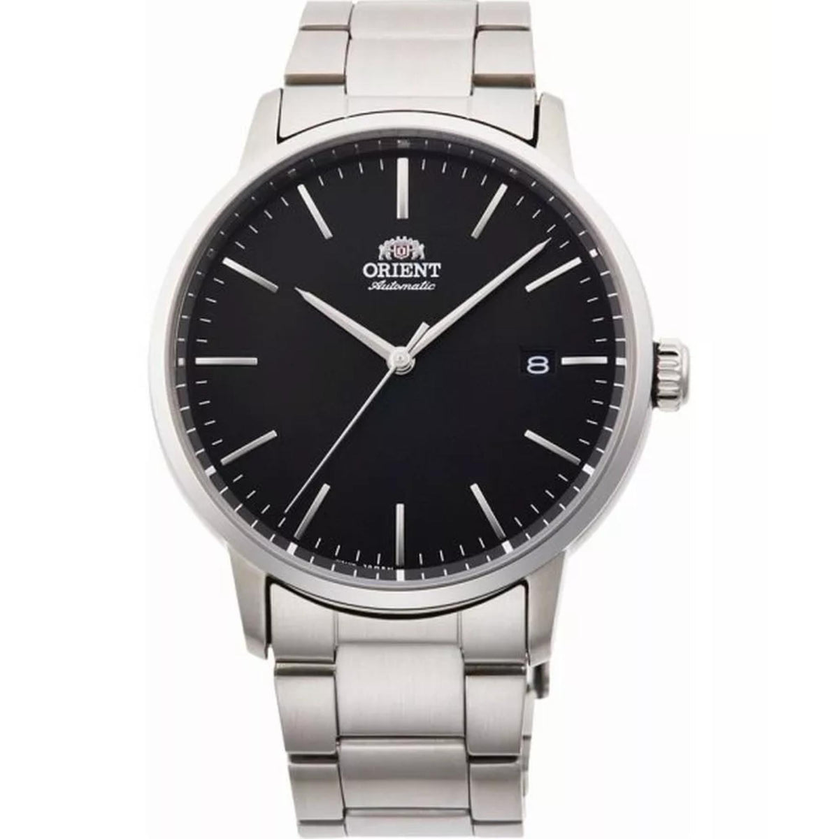 Orient Contemporary 40mm black dial steel mens automatic watch RA-AC0E01B30B front view