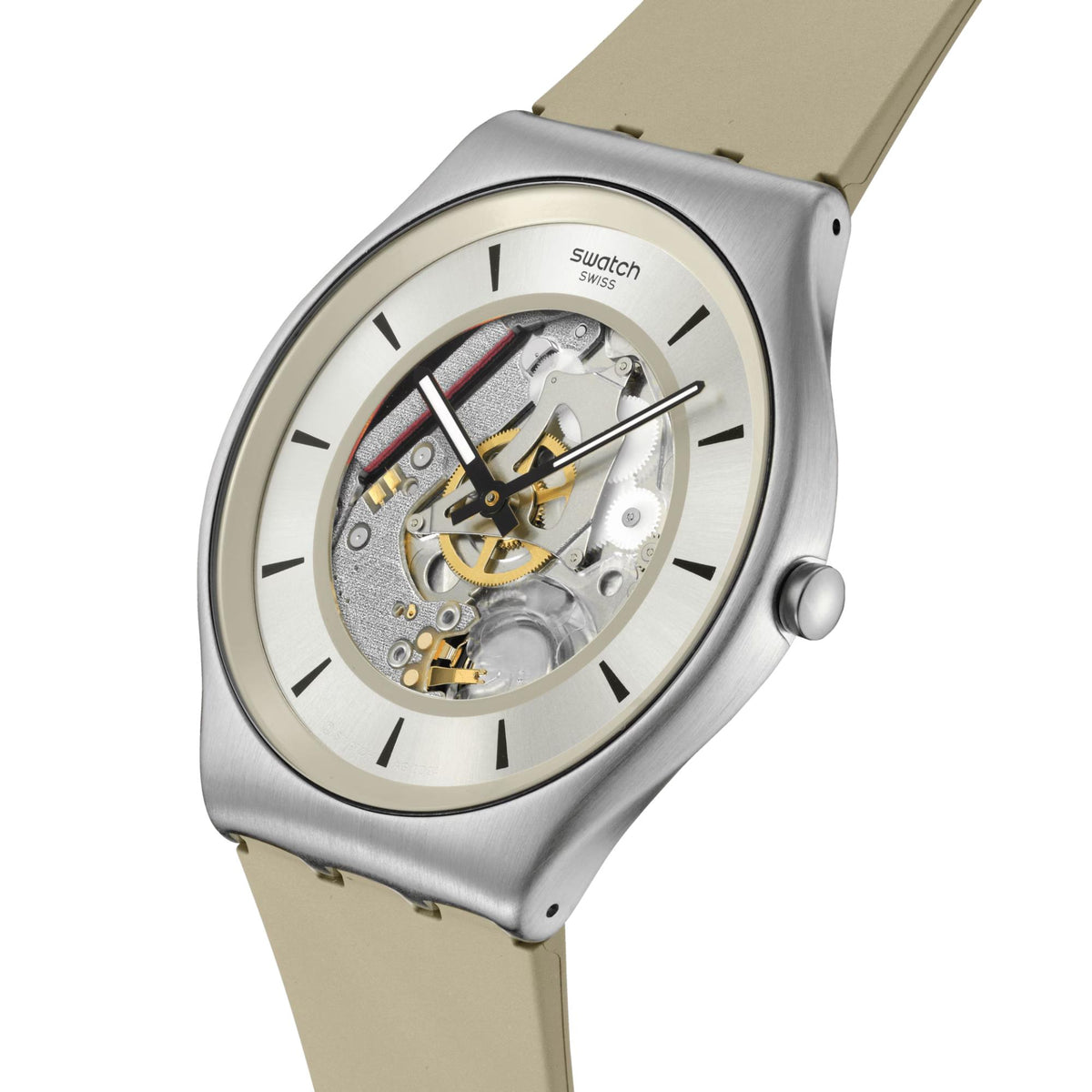Swatch Quartzicle Grey Dial Silicone Strap Unisex Watch SS07S145