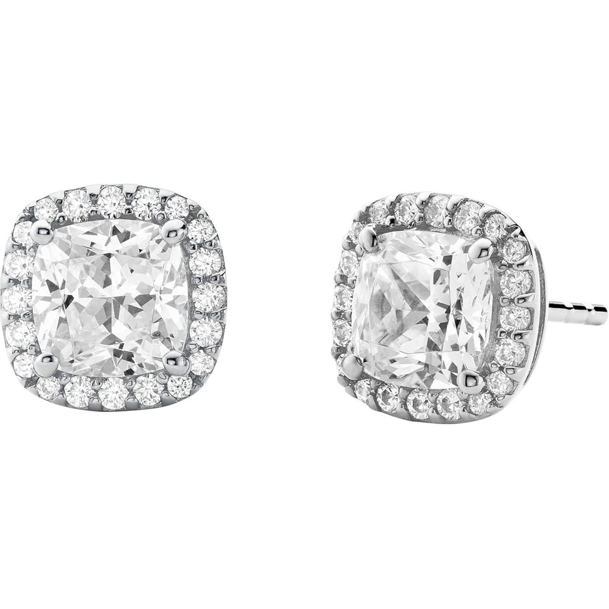 Michael Kors sterling silver cushion-cut stud earrings with pavé halo