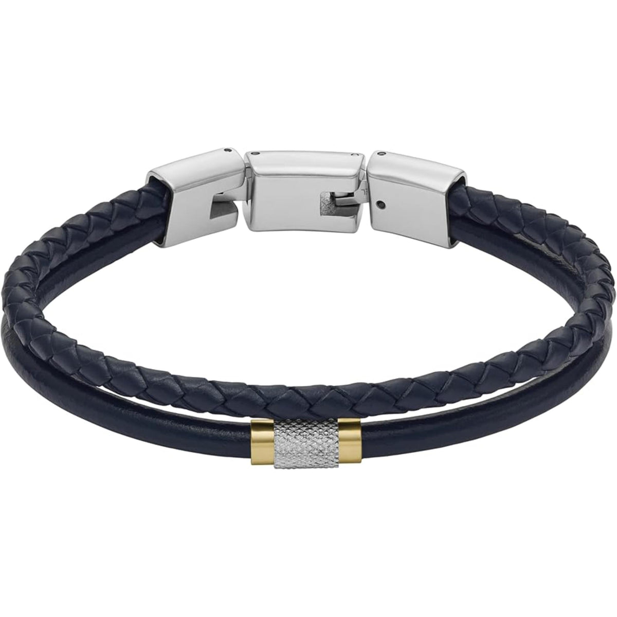Fossil Navy Leather Multi-Strand Men's Bracelet JF04703998