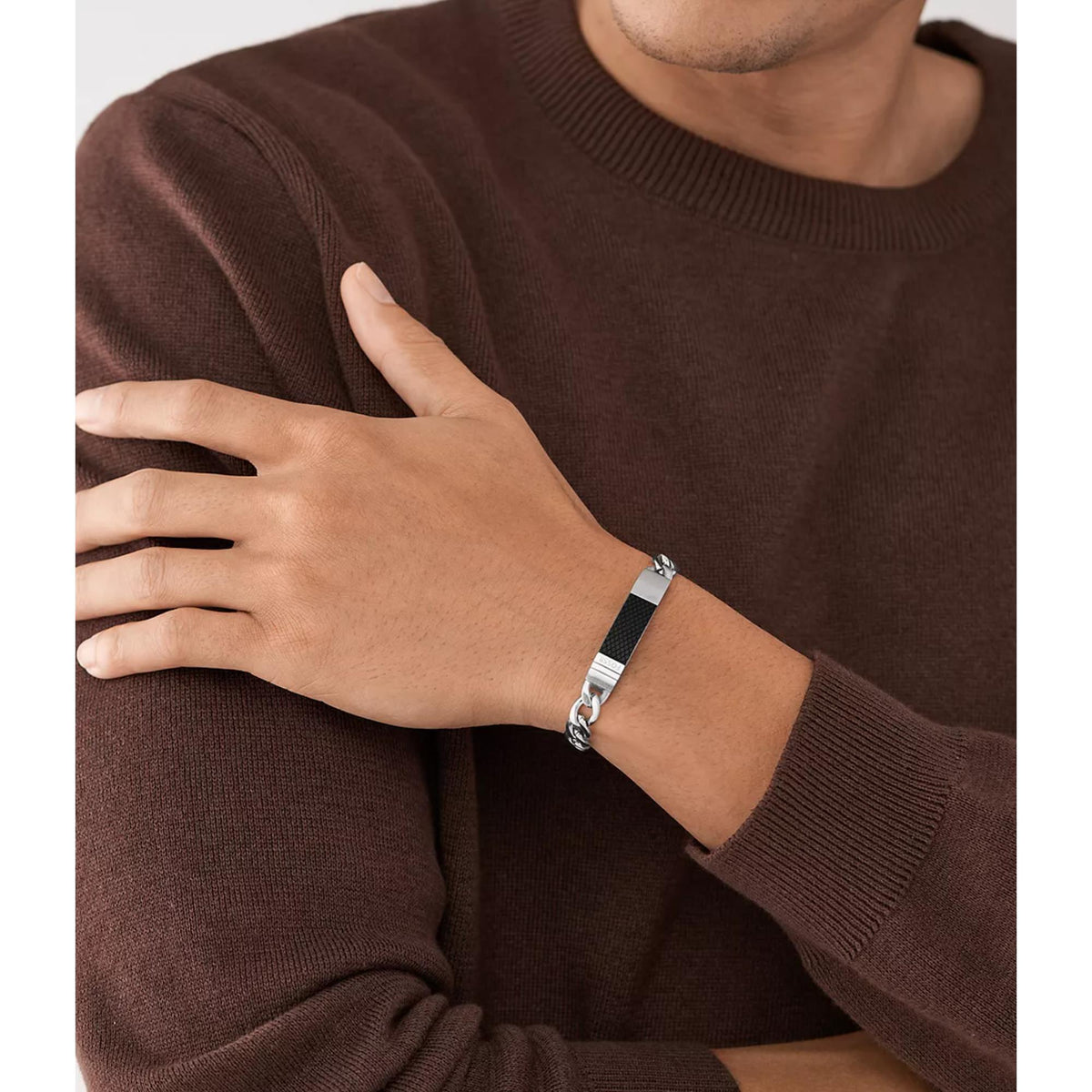 Fossil Textured Plaque Men's Bracelet JF04411040