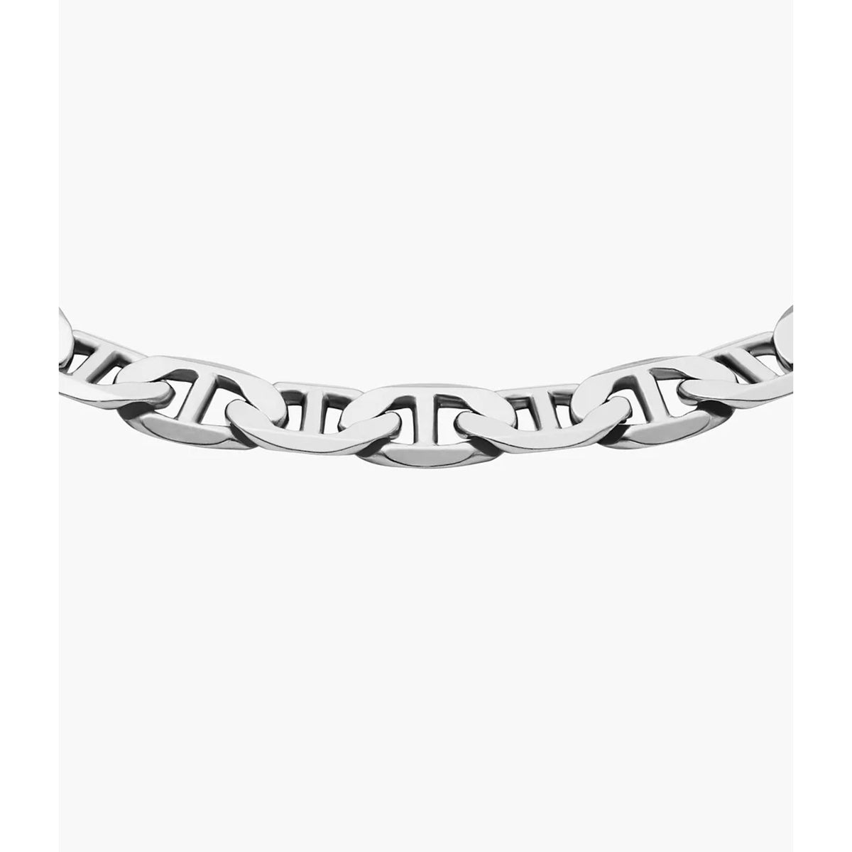 Stainless steel chain bracelet featuring interlocking curb links