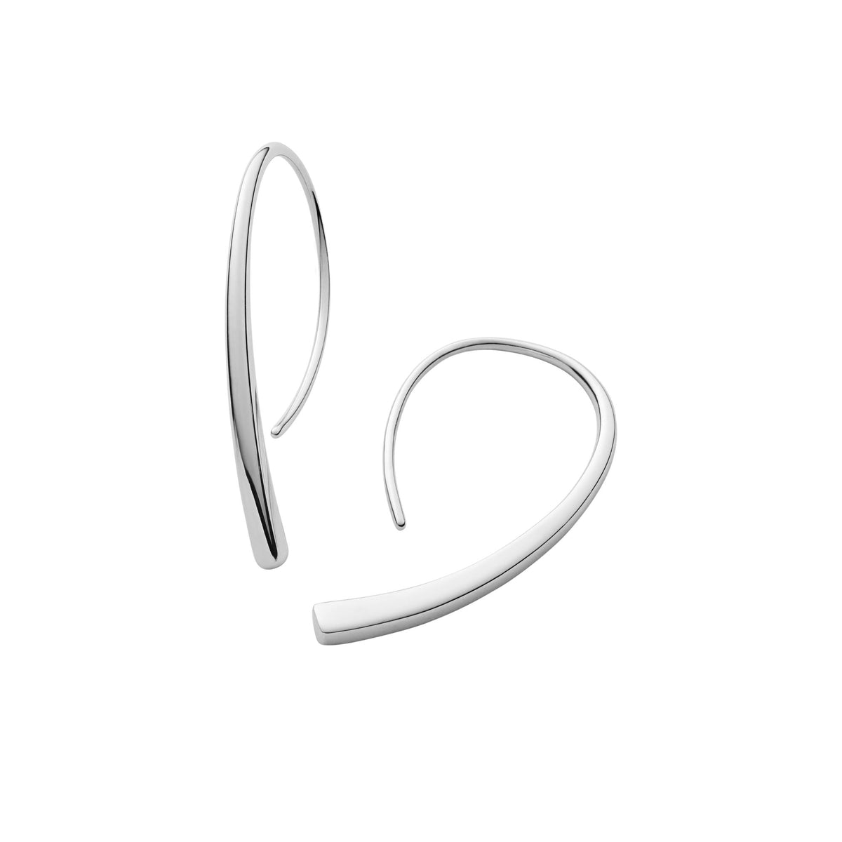 Silver-tone threader hoop earrings, slim curved open hoops for women
