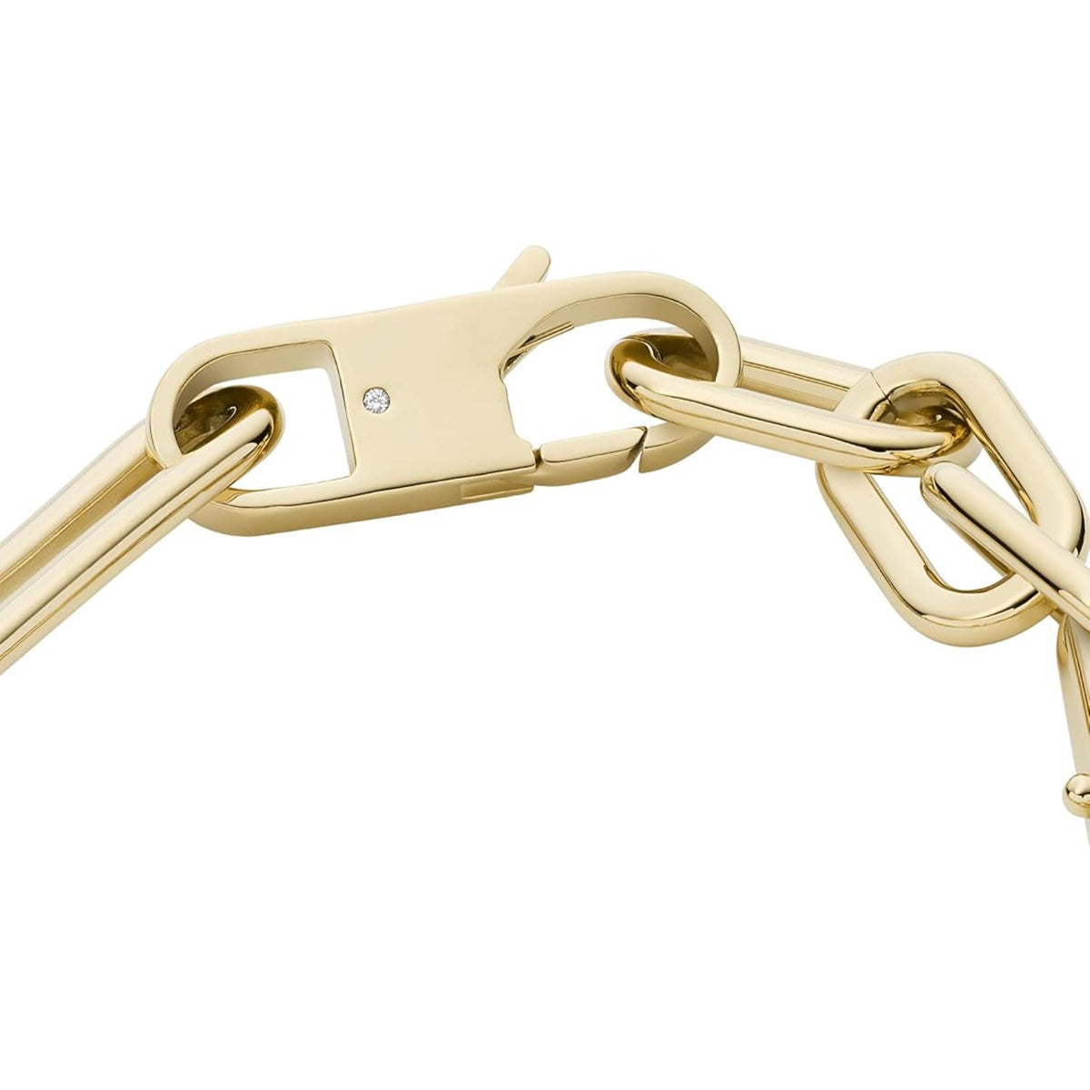 Gold-tone chain bracelet with sliding bar clasp and small round gemstone detail