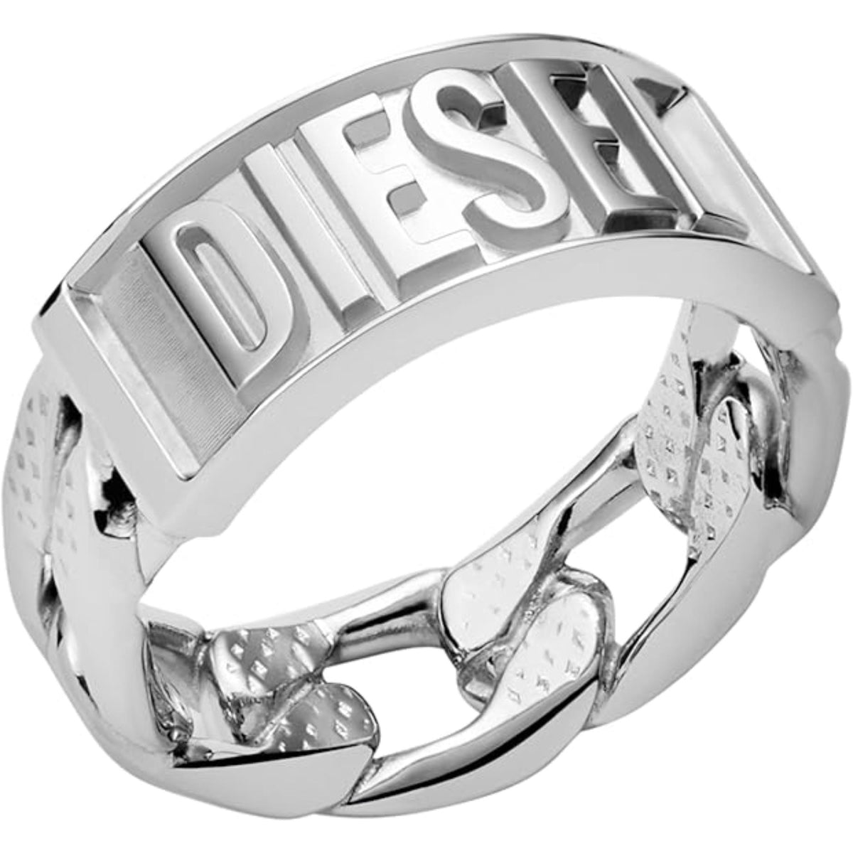 DIESEL Engraved Logo Stainless Steel Ring Silver for Men DX1347040-8