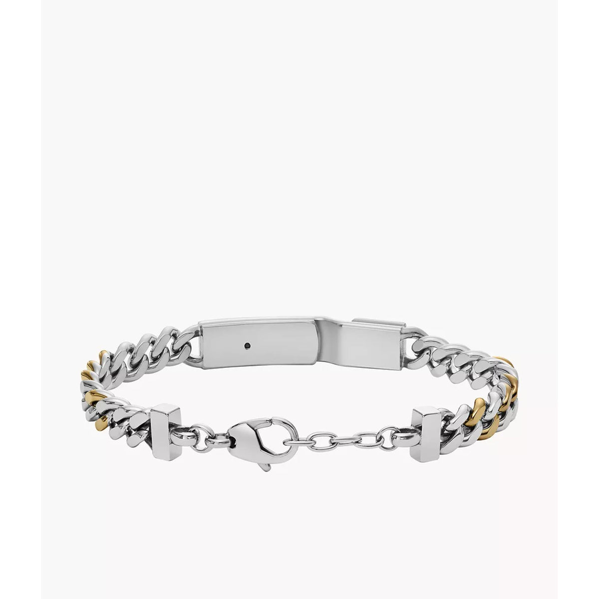 Two-tone stainless steel ID chain bracelet with clasp and flat DIESEL plate