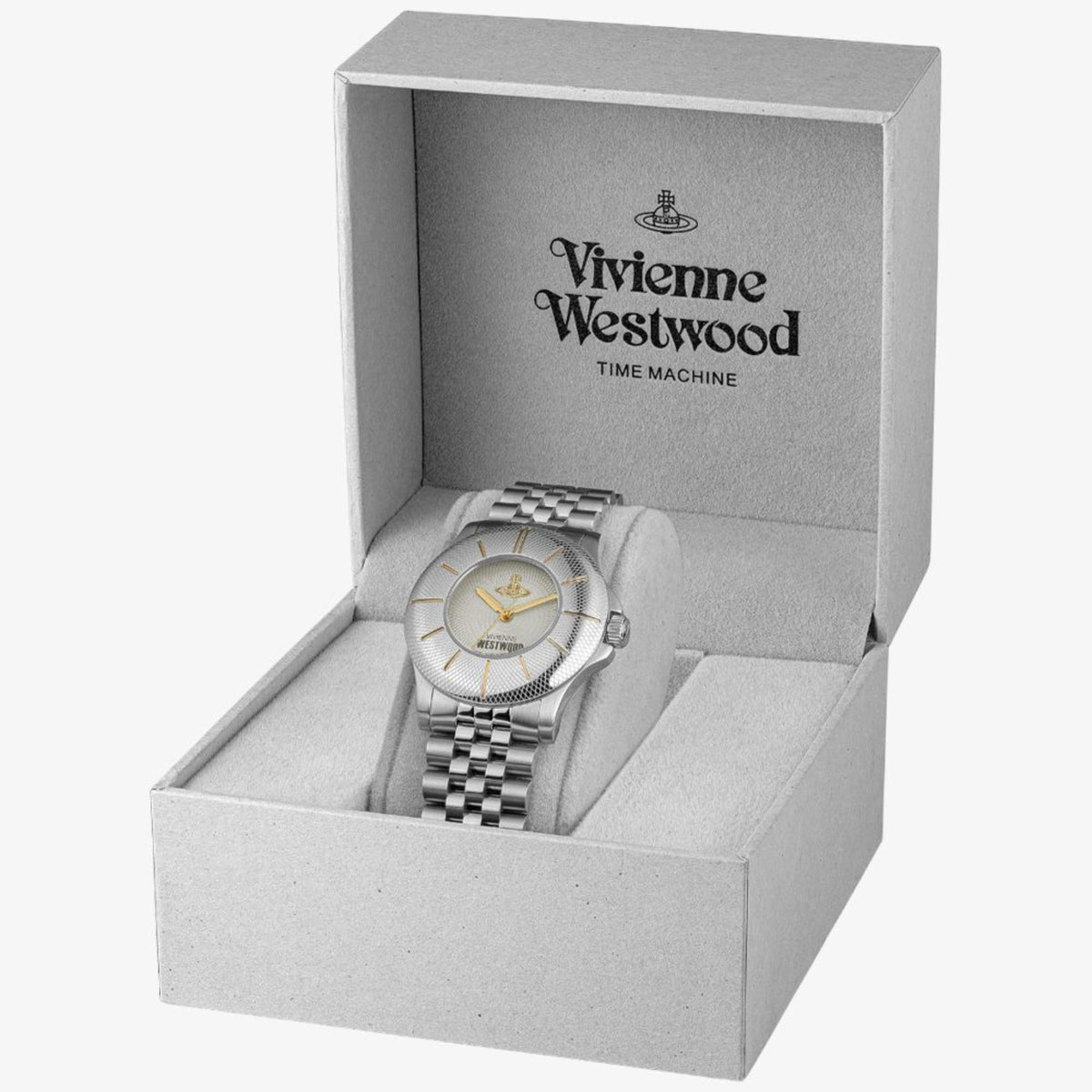 Vivienne Westwood Walbrook VV309CGSL quartz watch presented inside official grey presentation box