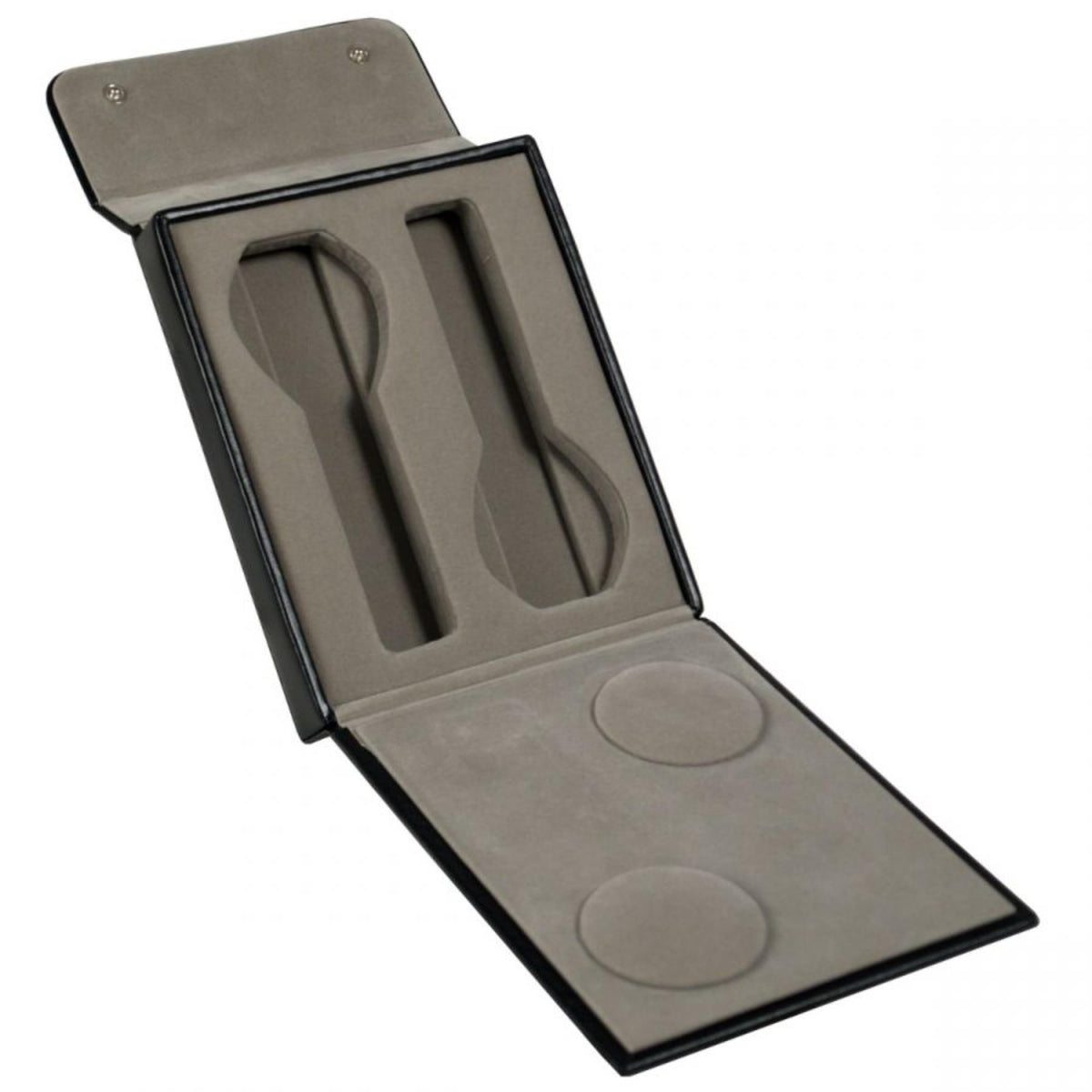 WOLF Heritage travel watch box with open felt insert and two watch slots