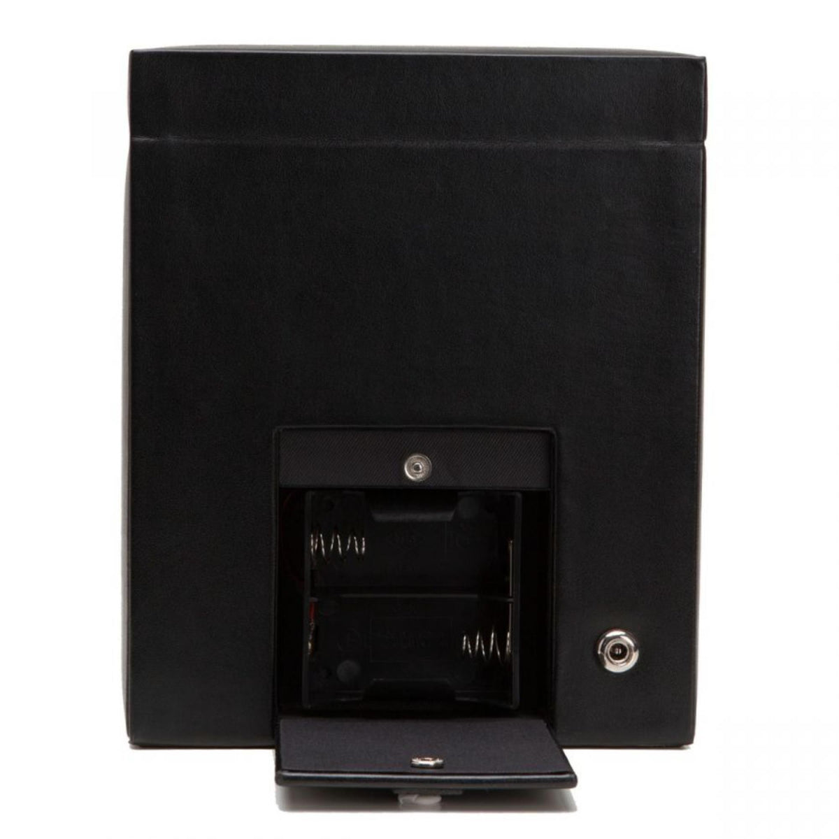 Black watch winder storage with open compartment and round side lock