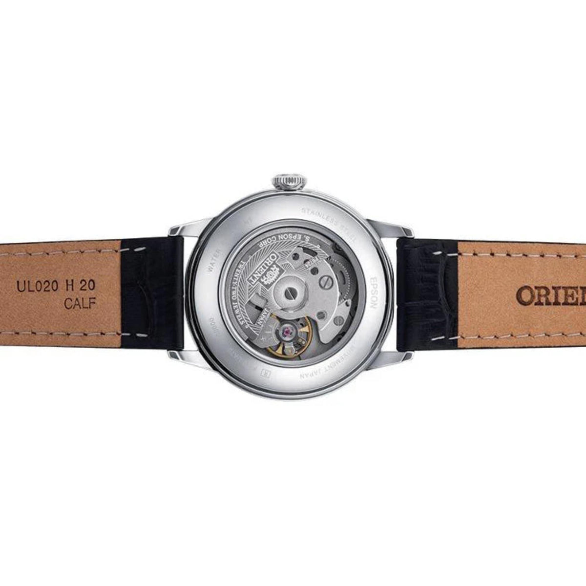 Orient Bambino RA-AC0M02B30B leather strap detail