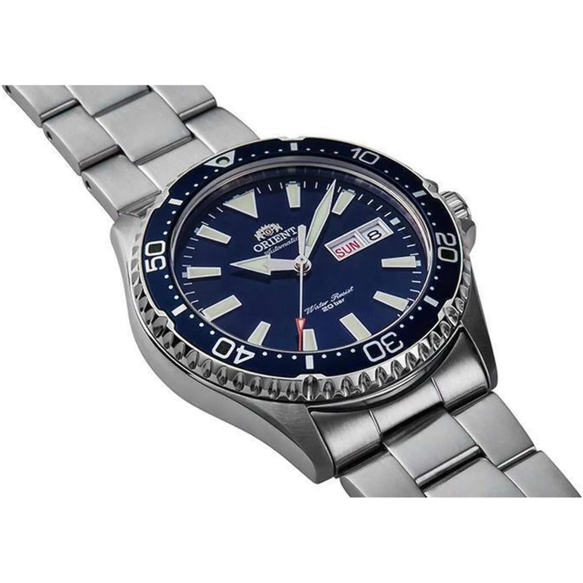 Orient Mako RA-AA0002L39B unidirectional rotating bezel detail