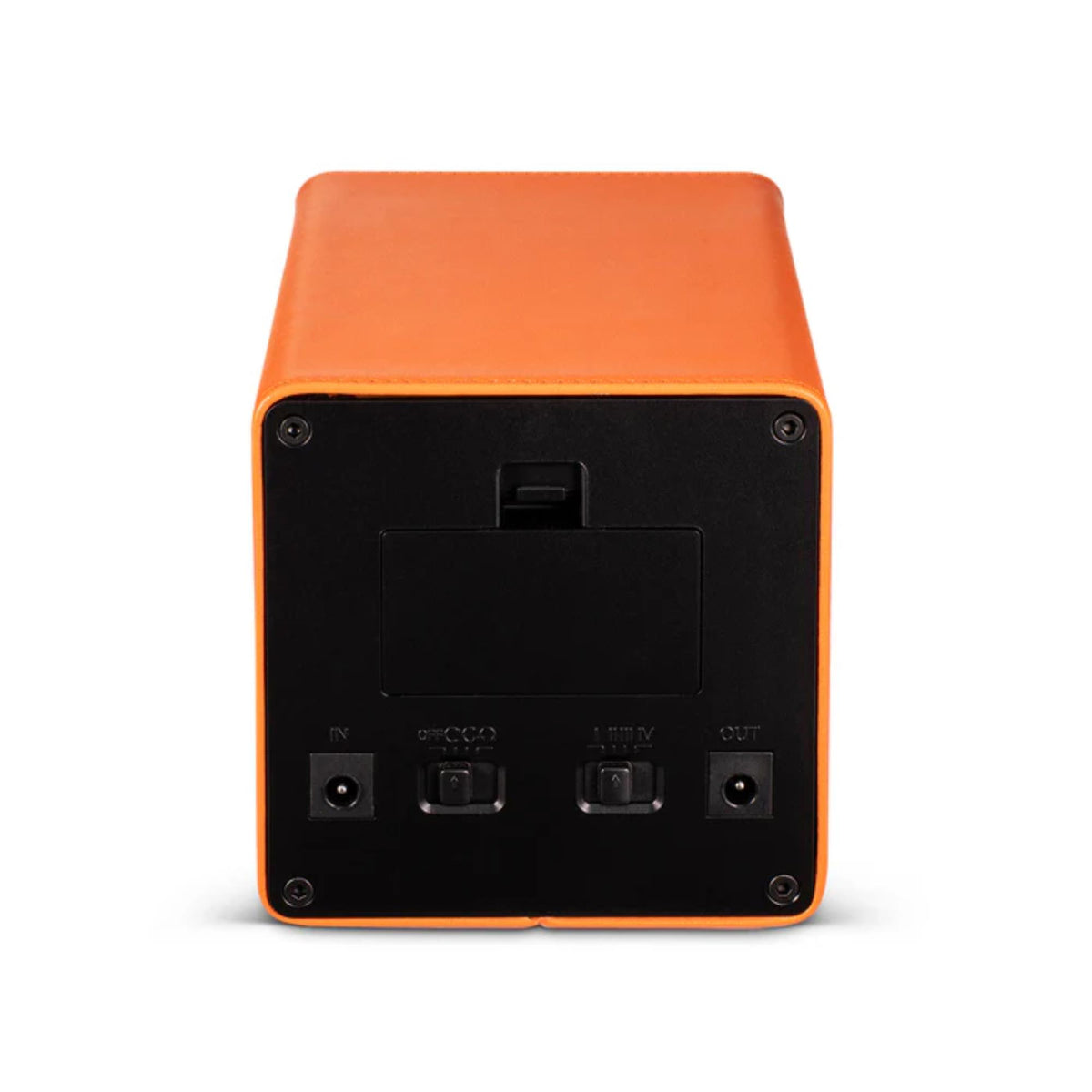 Coral single-watch winder back panel with power and control buttons, black interior
