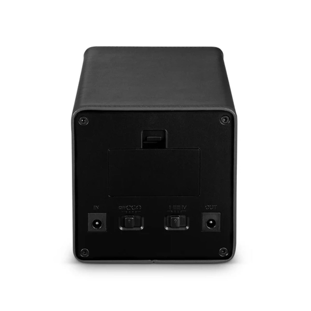 Single-slot black watch winder back panel with power ports and control buttons