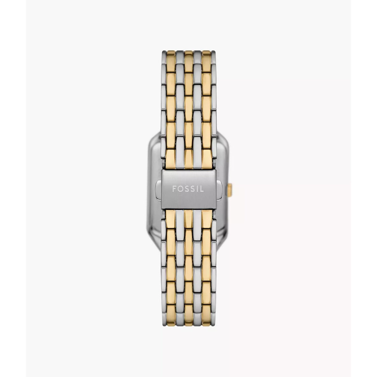 Back view of the Fossil Raquel ES5368 bracelet showing the silver-tone clasp with engraved logo detailing
