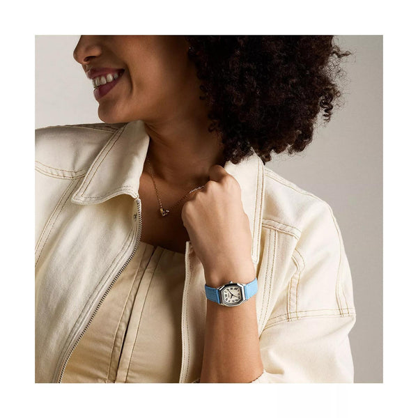 Fossil Harlow Cream Dial Light Blue Ladies Watch ES5405