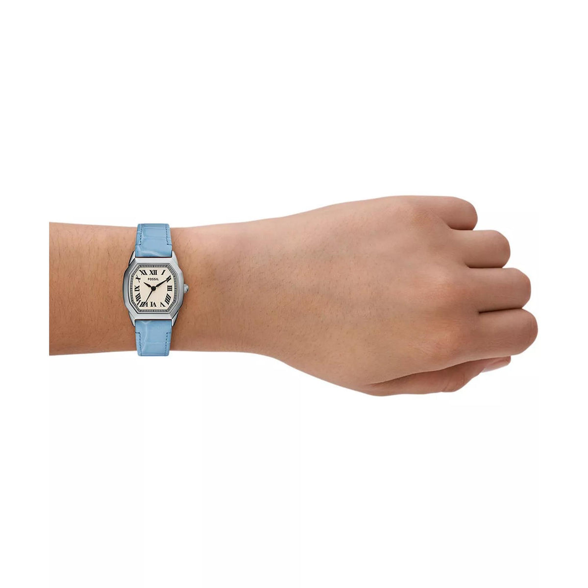 Fossil Harlow Cream Dial Light Blue Ladies Watch ES5405